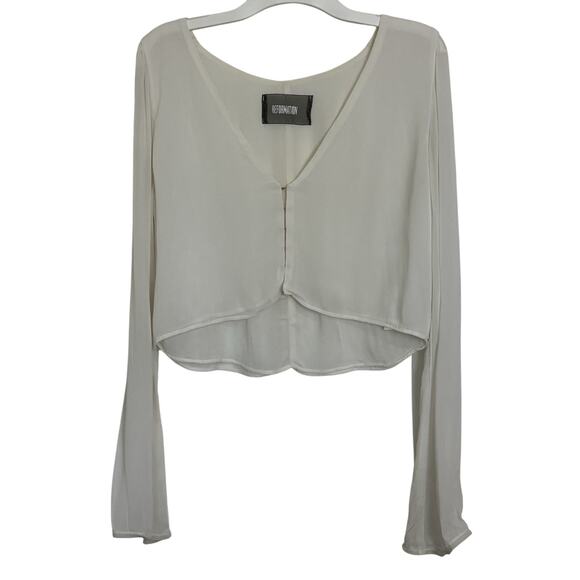 Reformation White Cropped Long Sleeve Top Size XS Boho Sheer Peasant Renfest - Picture 1 of 10